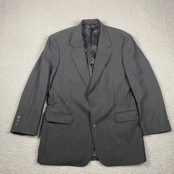Brooks Brothers Brooksease Suit Jacket Men's 41R Black Pinstriped Wool Blend - Picture 1 of 15